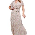 Maxi-floral-zomerjurk-bloemen-print-en-afneembaar-ceintuur-voor-Dames