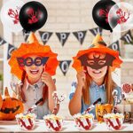 48 stuks Halloween cupcake-toppers, taartopzetstukken, papieren cupcake-vormpjes, topper vleermuis taartdecoratie, pompoen taartdecoratie,... - Image 3