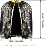 Anzmtosn Halloweenkostuum, heksen, tovenaarse cape met hoed, tovenaar, cape en hoed, kinderkostuum, cosplay kostuum voor kinderen, peuters,... - Image 2
