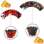 Kalolary Halloween Muffinsdekorationer, 48 Stuks Halloween Cake Decor met Cupcake Cups voor Halloween Party Keuken Cupcake Bakken - Image 5
