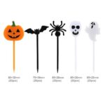 Kesote 100 stuks Halloween Cake Toppers Plastic Pompoenvorm, Geest, Vleermuis, Schedel en Spin Cupcake Topper voor Sandwiches, Sandwiches, Cupcake... - Image 2