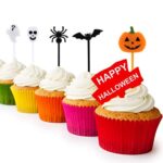 Kesote 100 stuks Halloween Cake Toppers Plastic Pompoenvorm, Geest, Vleermuis, Schedel en Spin Cupcake Topper voor Sandwiches, Sandwiches, Cupcake... - Image 4