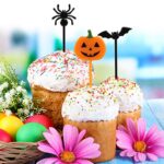 Kesote 100 stuks Halloween Cake Toppers Plastic Pompoenvorm, Geest, Vleermuis, Schedel en Spin Cupcake Topper voor Sandwiches, Sandwiches, Cupcake... - Image 5