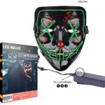 LED-horrormasker - alsof het bestuurbaar is vanuit Purge, voor Halloween, Mardi Gras & Carnaval als kostuum voor mannen en vrouwen (groen) - Image 2
