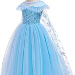 Lito Angels Prinses Elsa Jurk Kostuum met Cape Trein voor Kinderen Meisjes, Halloween Verjaardagsfeest Fancy Dress Up Outfit, Lange / Korte Mouw - Image 3