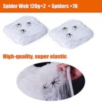 Lobyoh Spinnenwebben voor Halloween, 2 stuks, met 70 spinnen, Halloween spinnenweb 240 g, griezelige decoratie voor buiten, voor tuin, feest, huis - Image 2