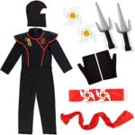 Tacobear Jongens Power Ninja Kostuum voor Kinderen Ninja Zwart Rood Spier Borst Kostuum Halloween Kostuum Kung Fu-Outfit Kids Party Fun Fancy Dress... - Image 2