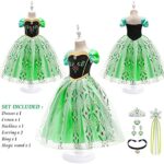 URAQT Elsa kostuum, Elsa Anna jurk met toverstaf en kroon, meisjes prinses kostuum aankleden, fancy dress voor meisjes verjaardagsfeestje Halloween... - Image 3