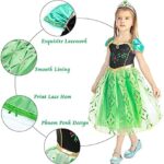 URAQT Elsa kostuum, Elsa Anna jurk met toverstaf en kroon, meisjes prinses kostuum aankleden, fancy dress voor meisjes verjaardagsfeestje Halloween... - Image 2