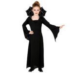 Widmann - Kinderkostuum vampierijn, lange jurk met kraag, zilverzwart, voor meisjes, vampier, vleermuis, kostuum, verkleedpartij, themafeest,... - Image 3