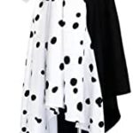 YAWMLYE Cruella Deville-kostuum voor meisjes, zwart, wit, gestippelde jurk, voor kinderen, dalmatiërs jurk voor Halloween, cosplay, verjaardag - Image 4